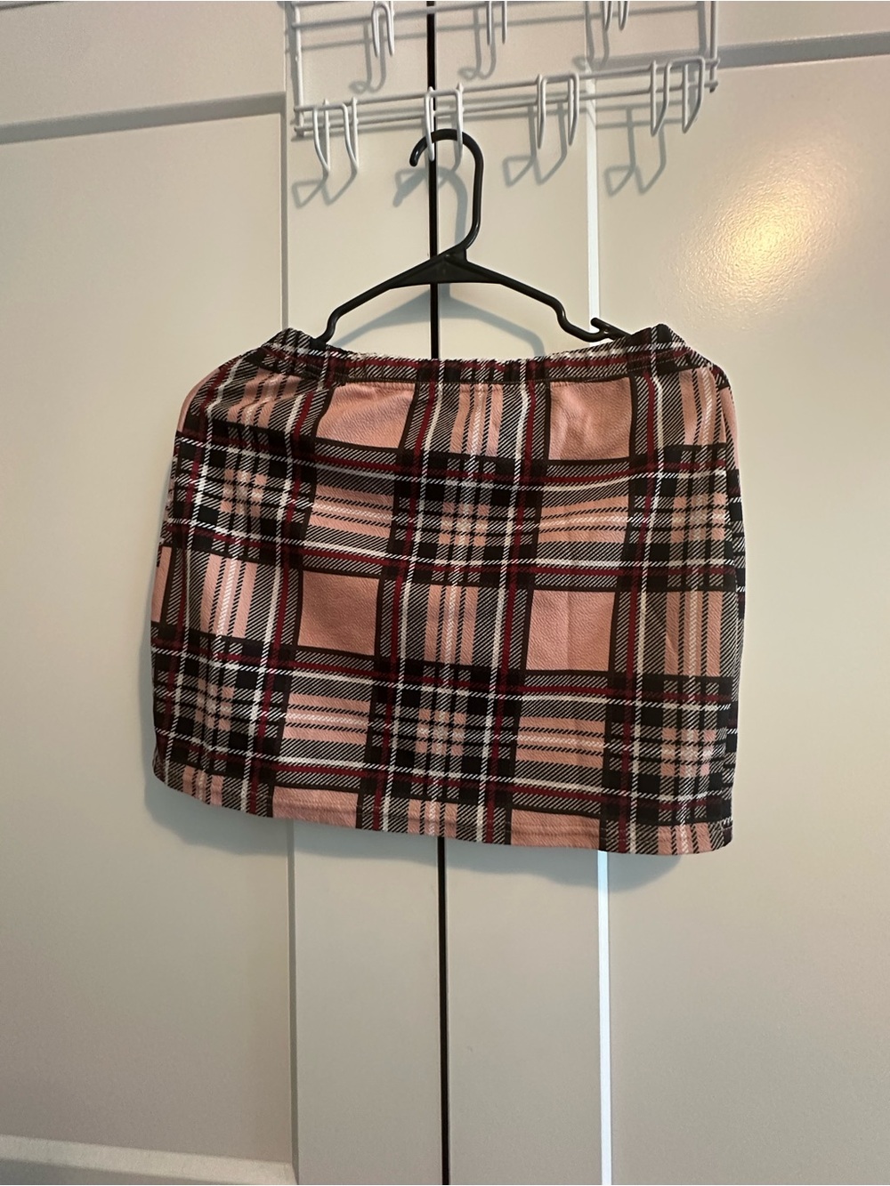 SHEIN Pink and Black Plaid Mini Skirt